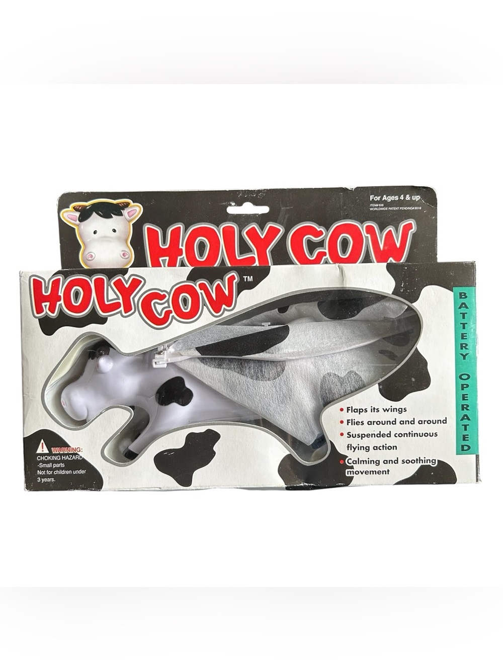Holy Cow Flying Cow Battery‎ Operated Hanging Toy Flapping Wings Novelty NIB